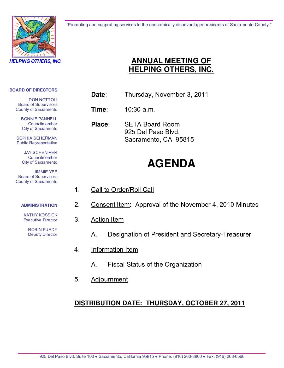 Annual Helping Others Meeting 11/03/11