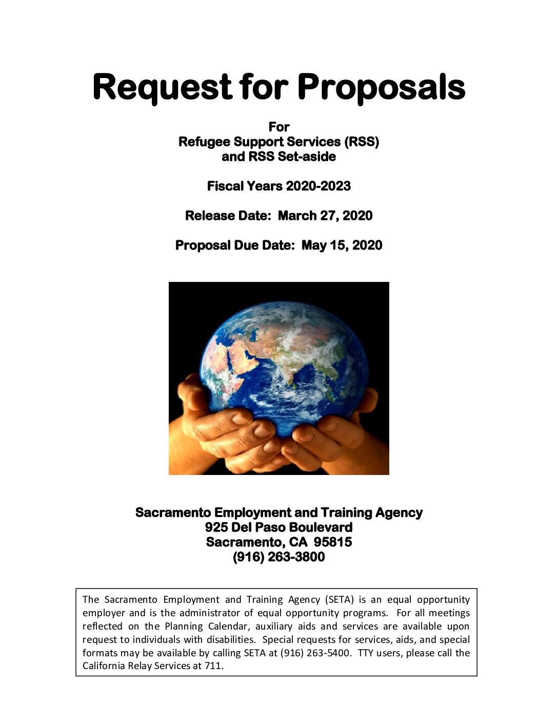 2020 Refugee Program Services RFP (Sections I through IV) (3/27/20)