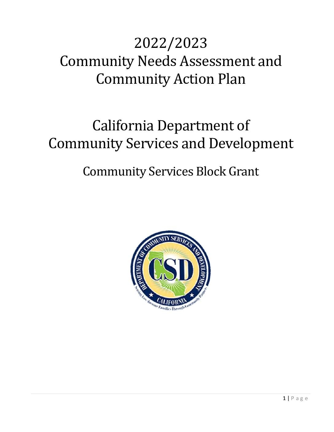 2022/2023 CSBG Community Action Plan/Draft