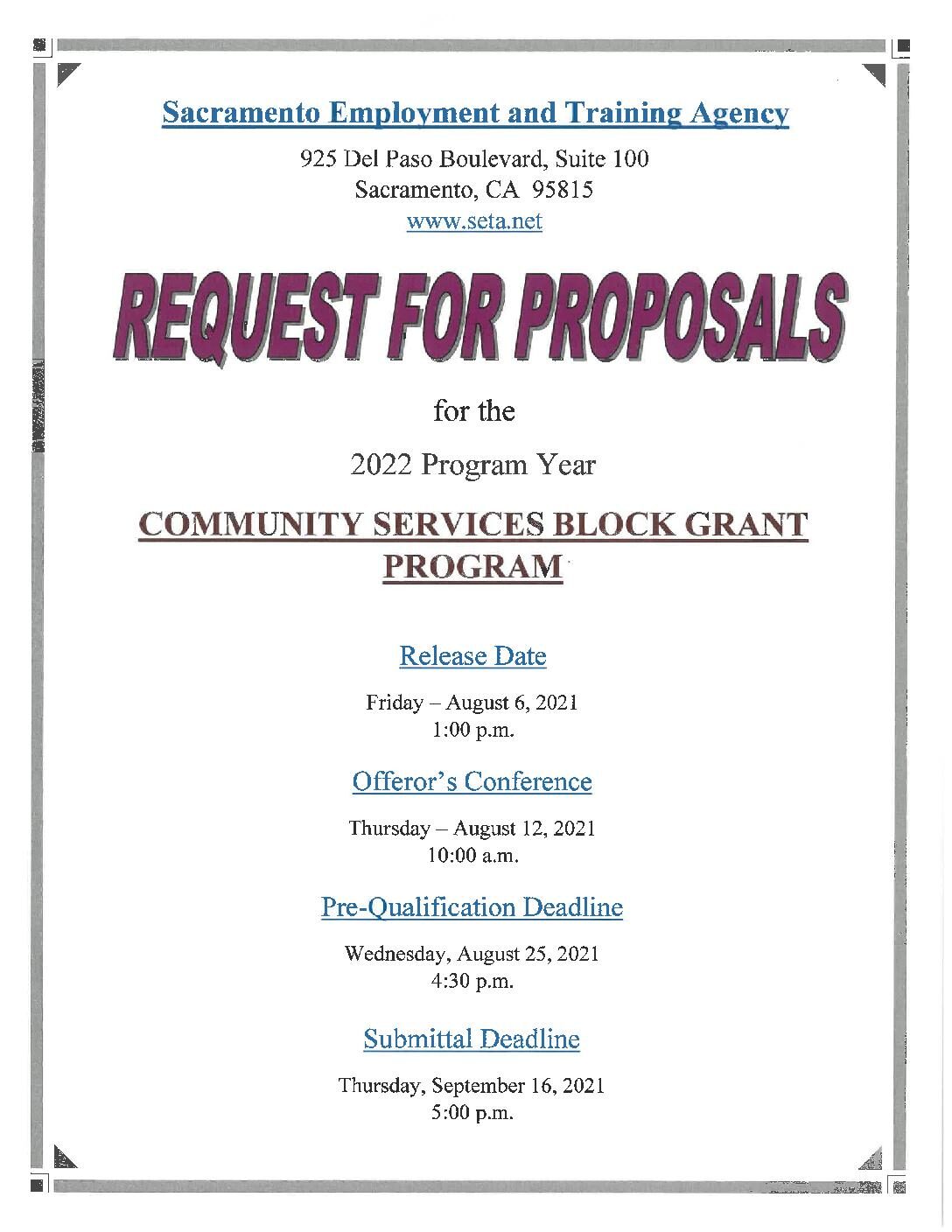 2022 Community Services Block Grant RFP