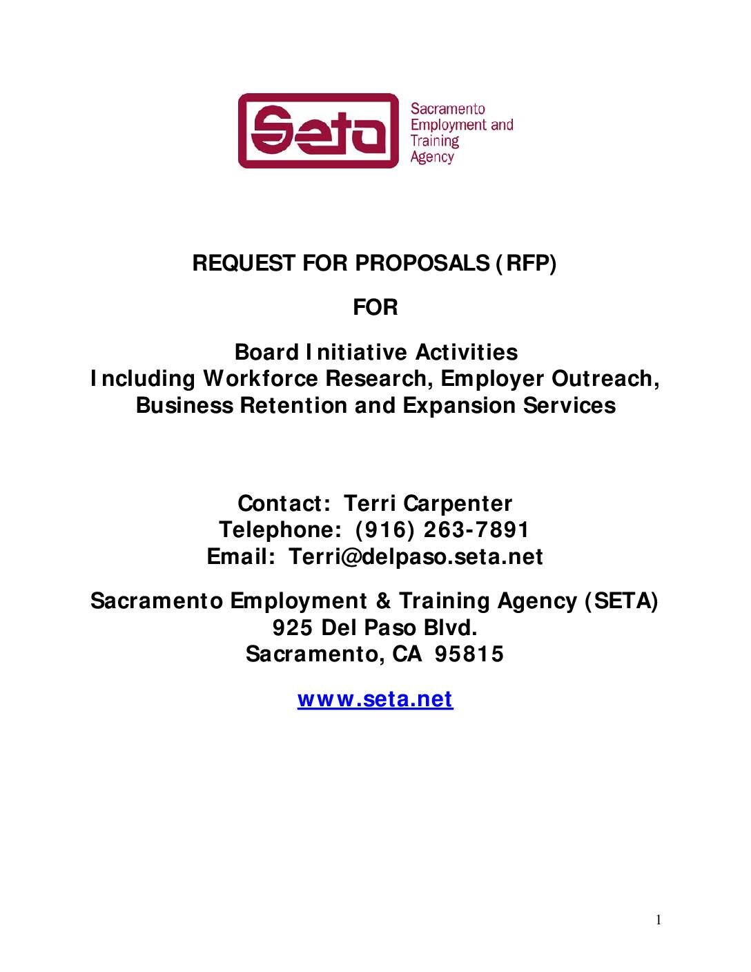 2011 Board Initiative RFP