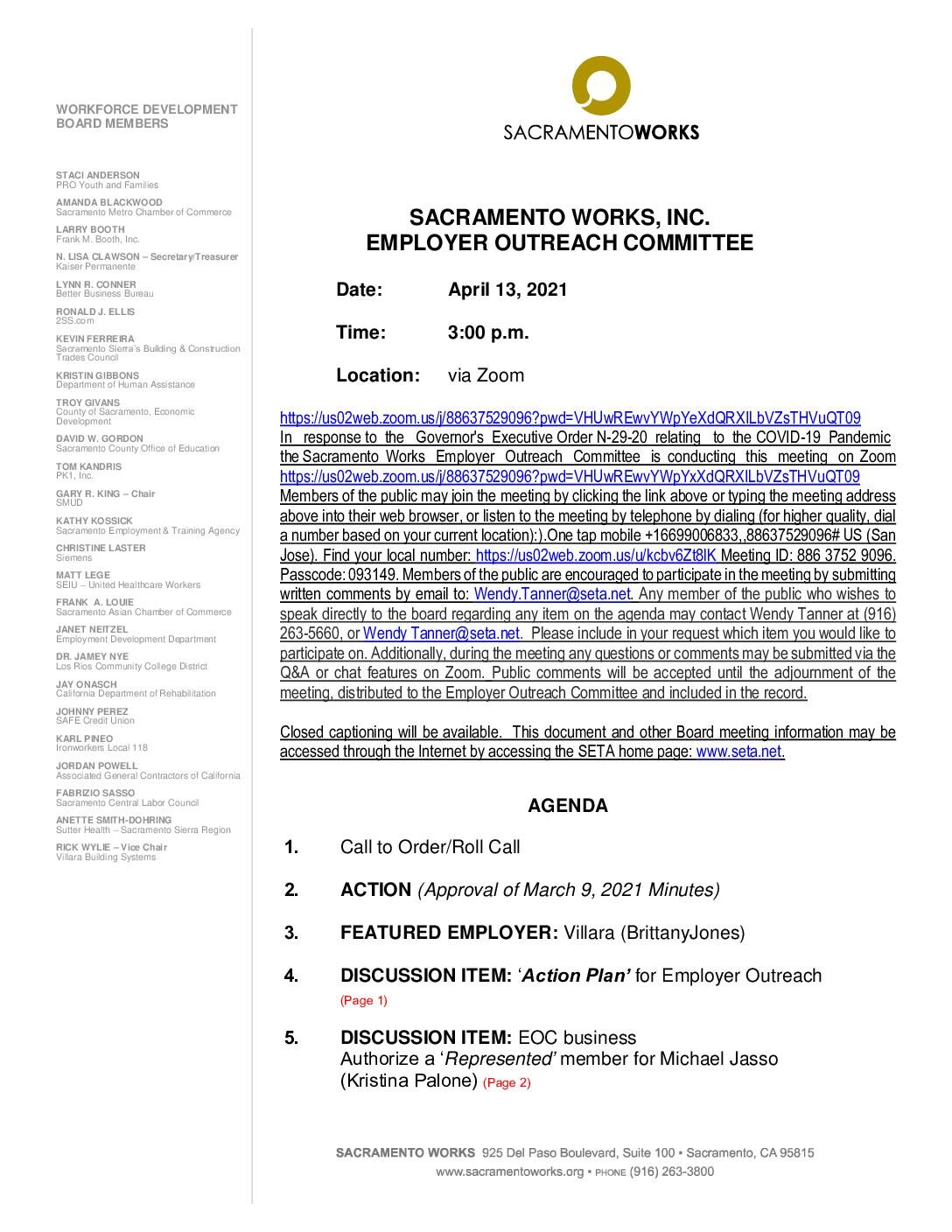 Sacramento Works Outreach Committee 04/13/2021