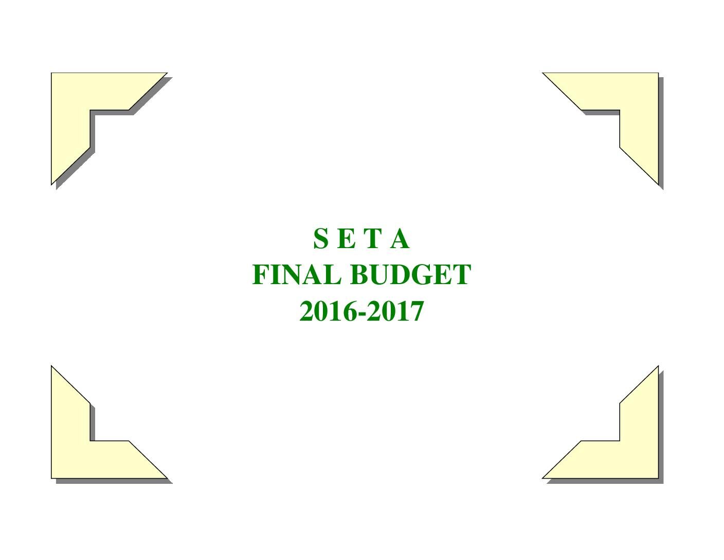SETA Final Budget for Fiscal Year 2016/2017