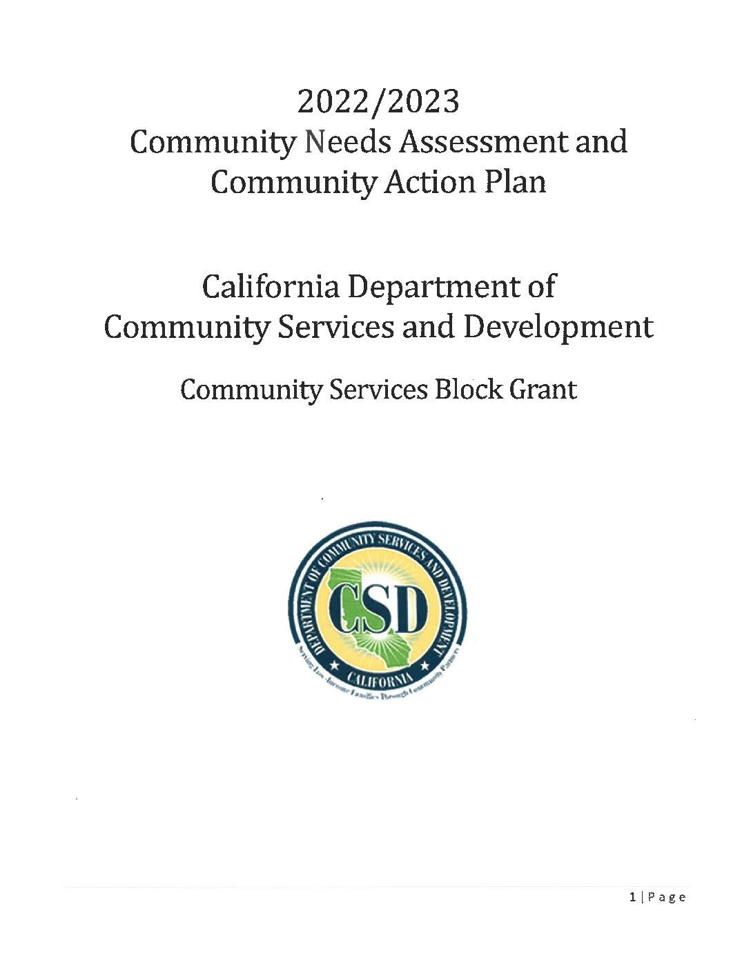 2022/2023 CSBG Community Action Plan