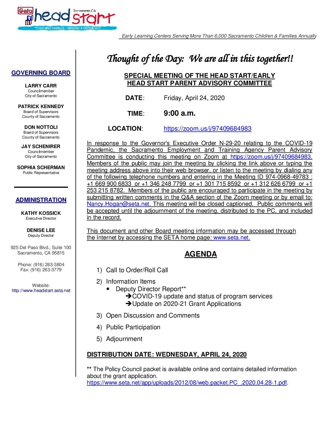 Head Start/Early Head Start Parent Advisory Committee – Electronics