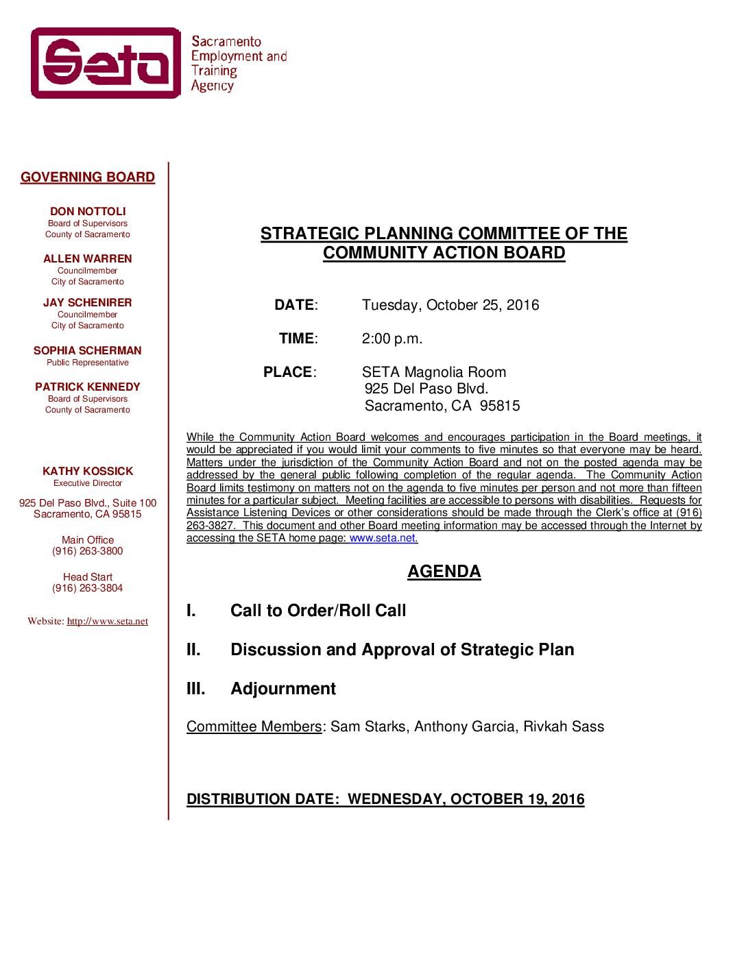 Strategic Planning Committee 10/25/16