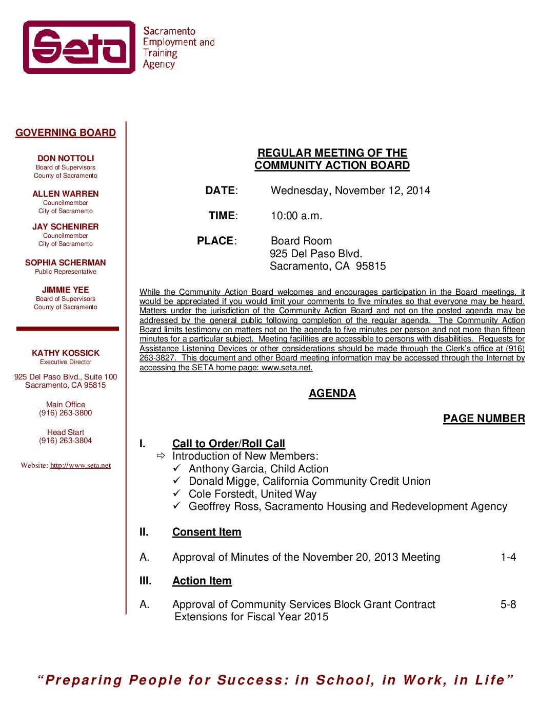 Community Action Board 11/12/14