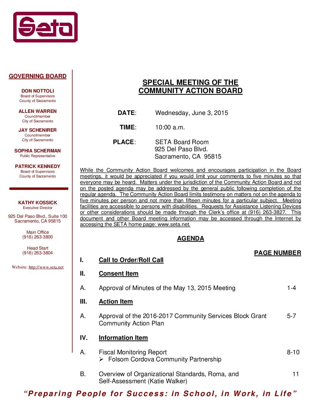 Community Action Board 6/3/15