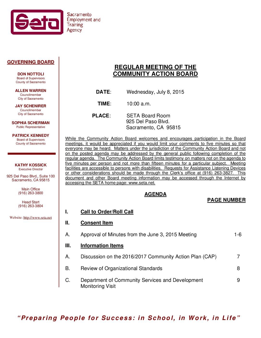Community Action Board 7/8/15