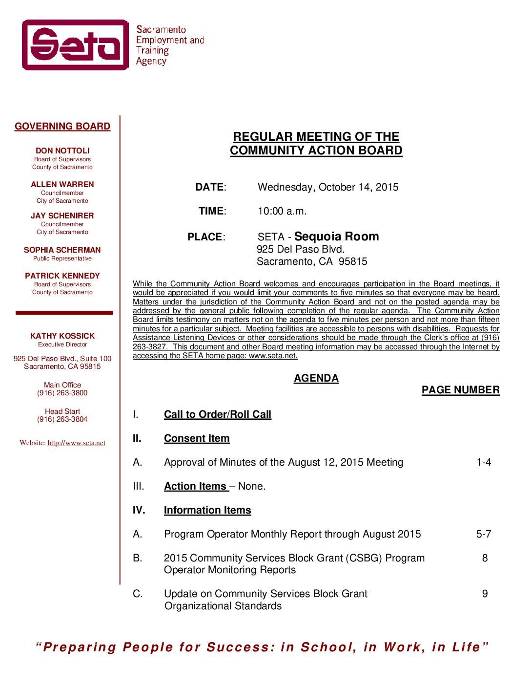 Community Action Board 10/14/15