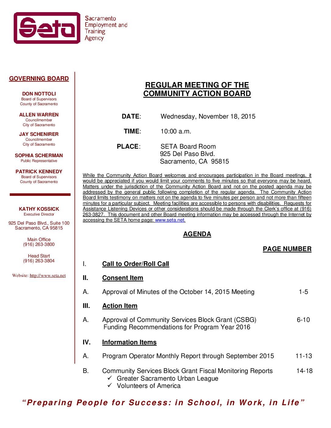 Community Action Board 11/18/15