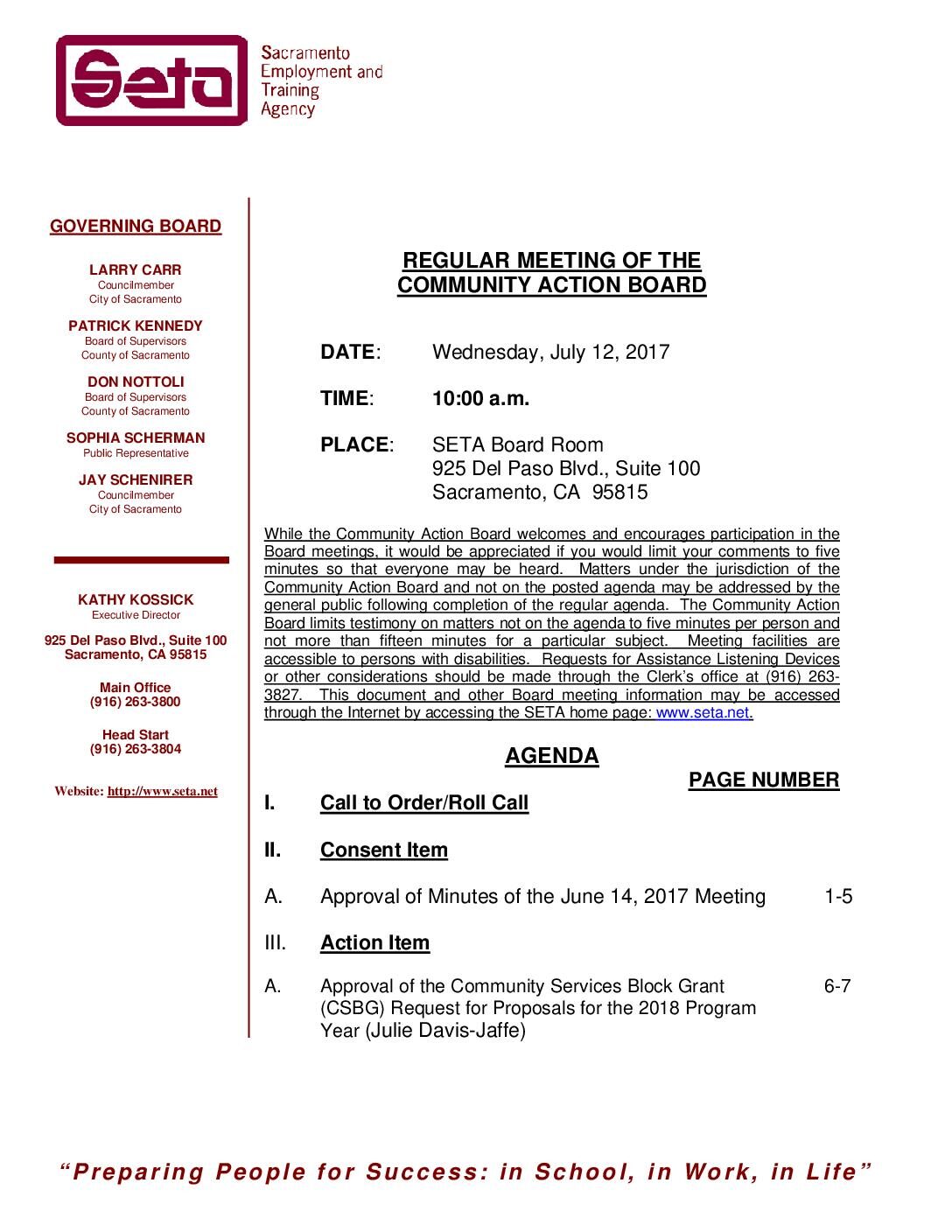 Community Action Board 7/12/17