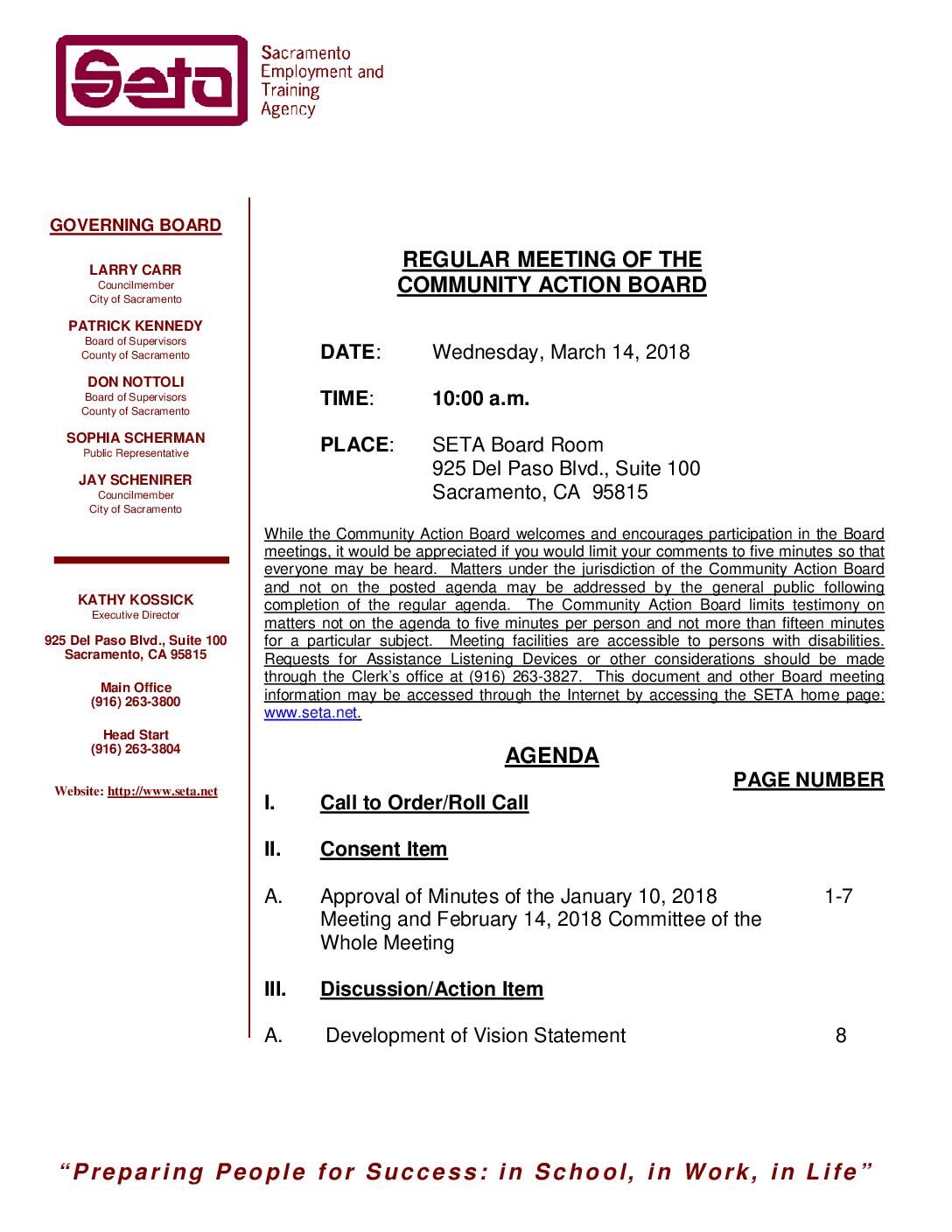 Community Action Board 3/14/18