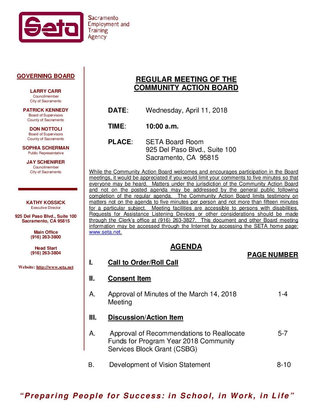 Community Action Board 4/11/18