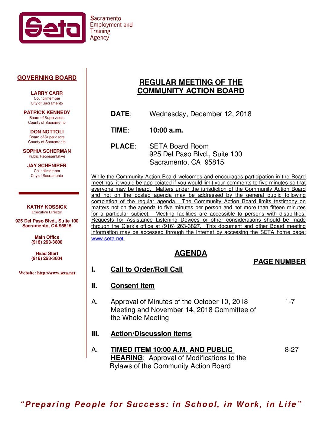 Community Action Board 12/12/18