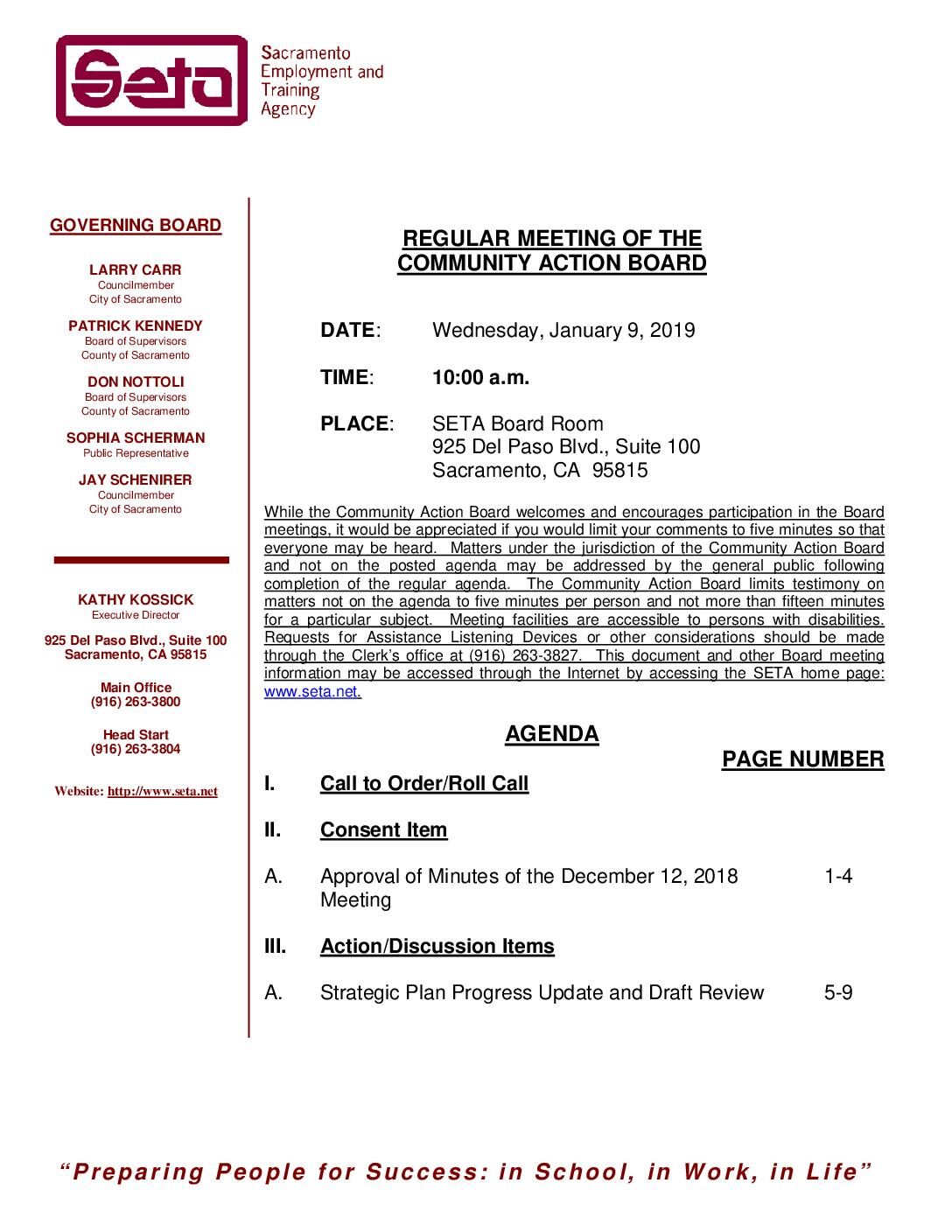 Community Action Board 1/9/19