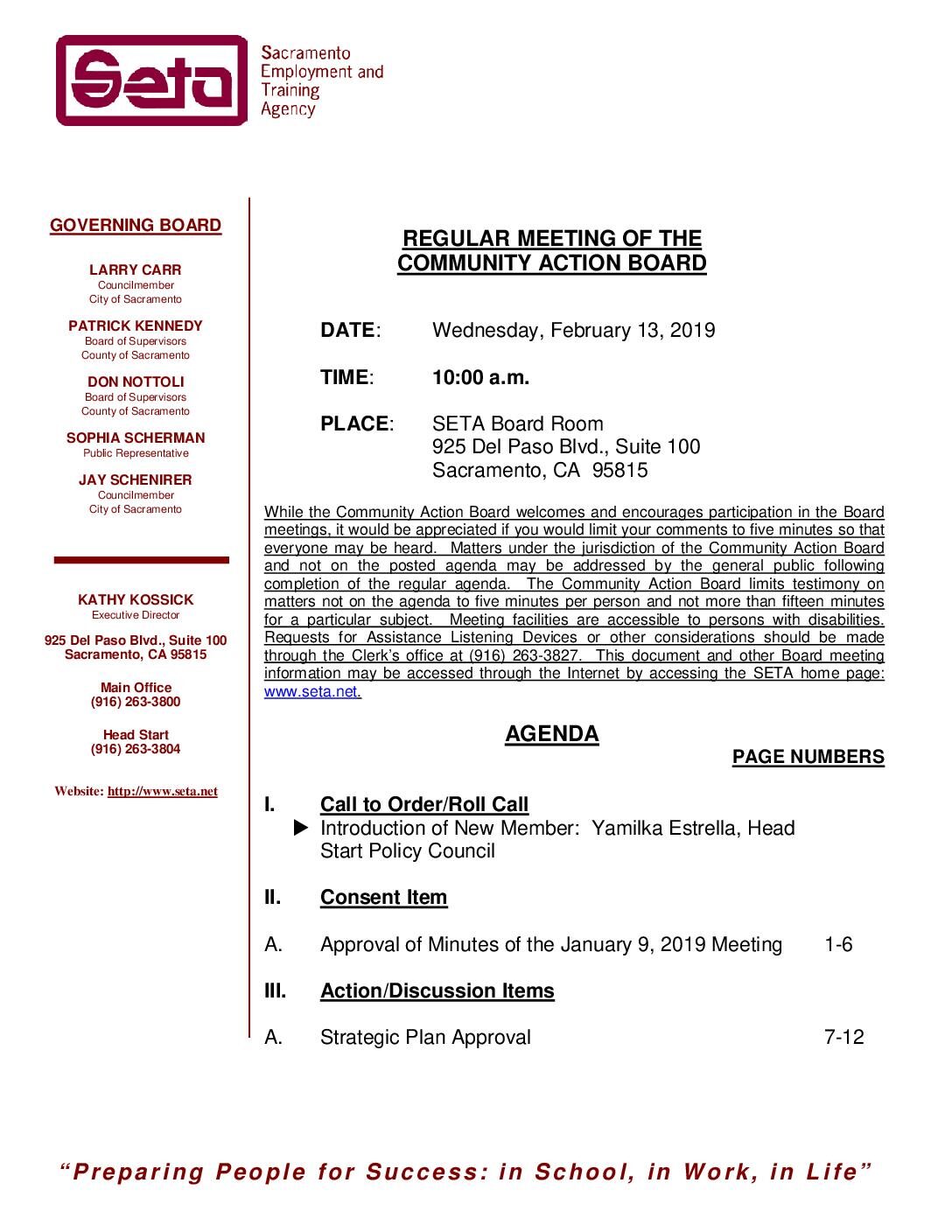 Community Action Board 2/13/19