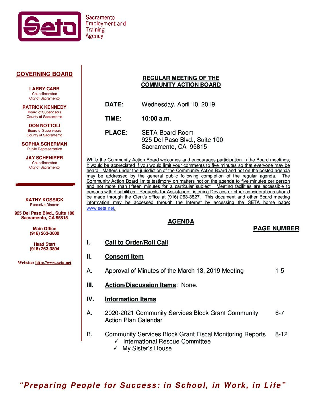 Community Action Board 4/10/19