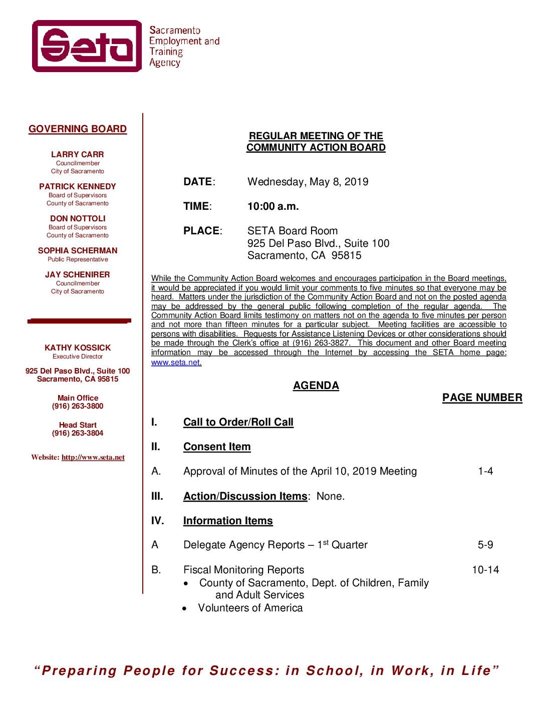 Community Action Board 5/8/19