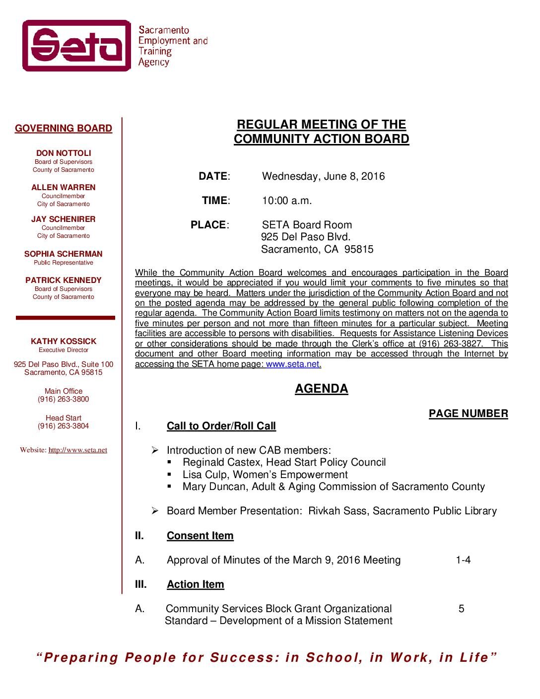 Community Action Board 6/8/16