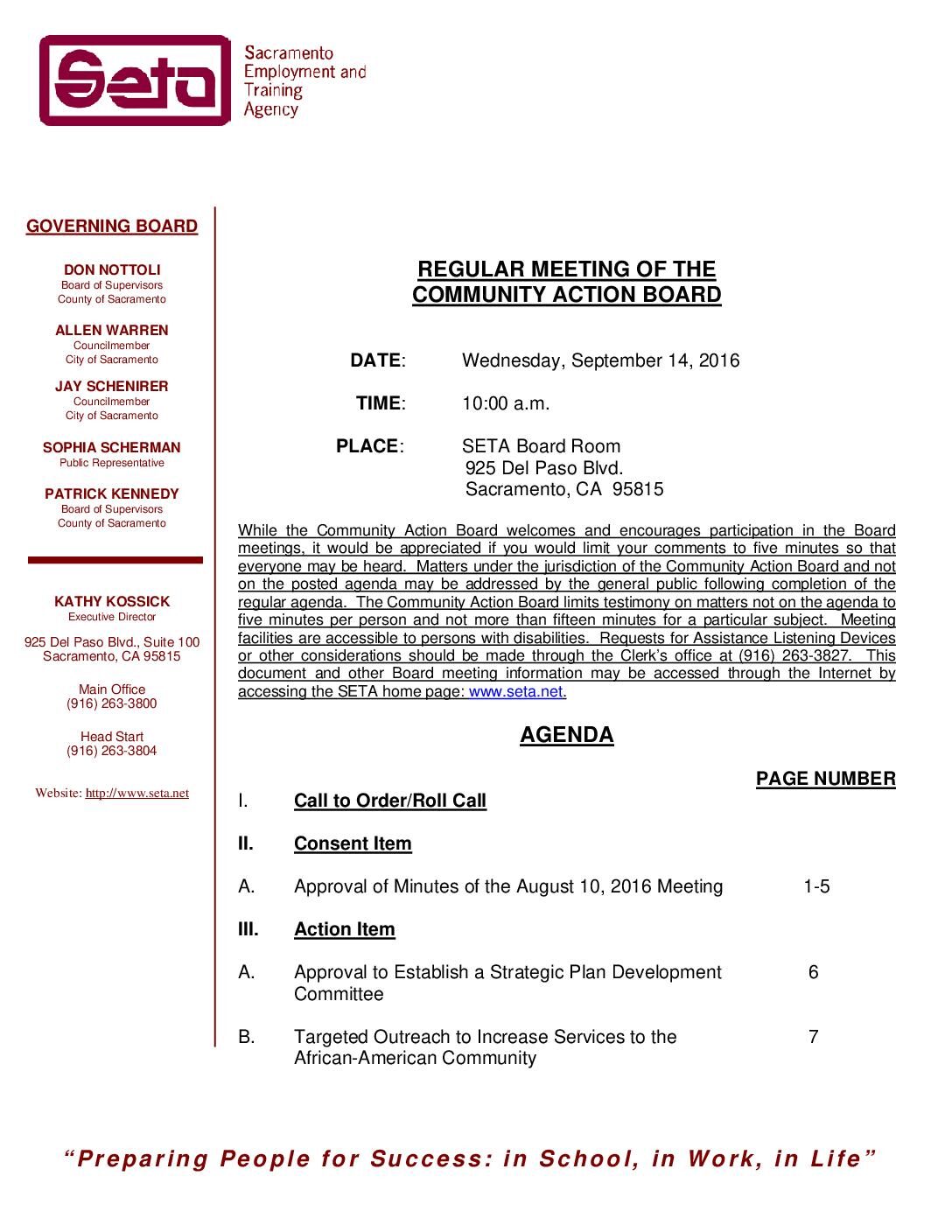 Community Action Board 9/14/16