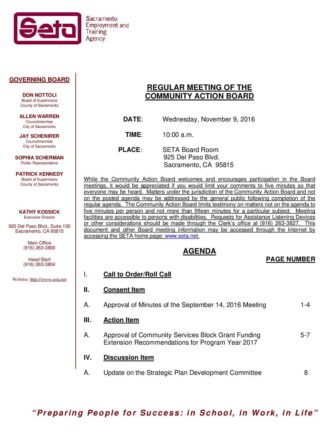 Community Action Board 11/9/16