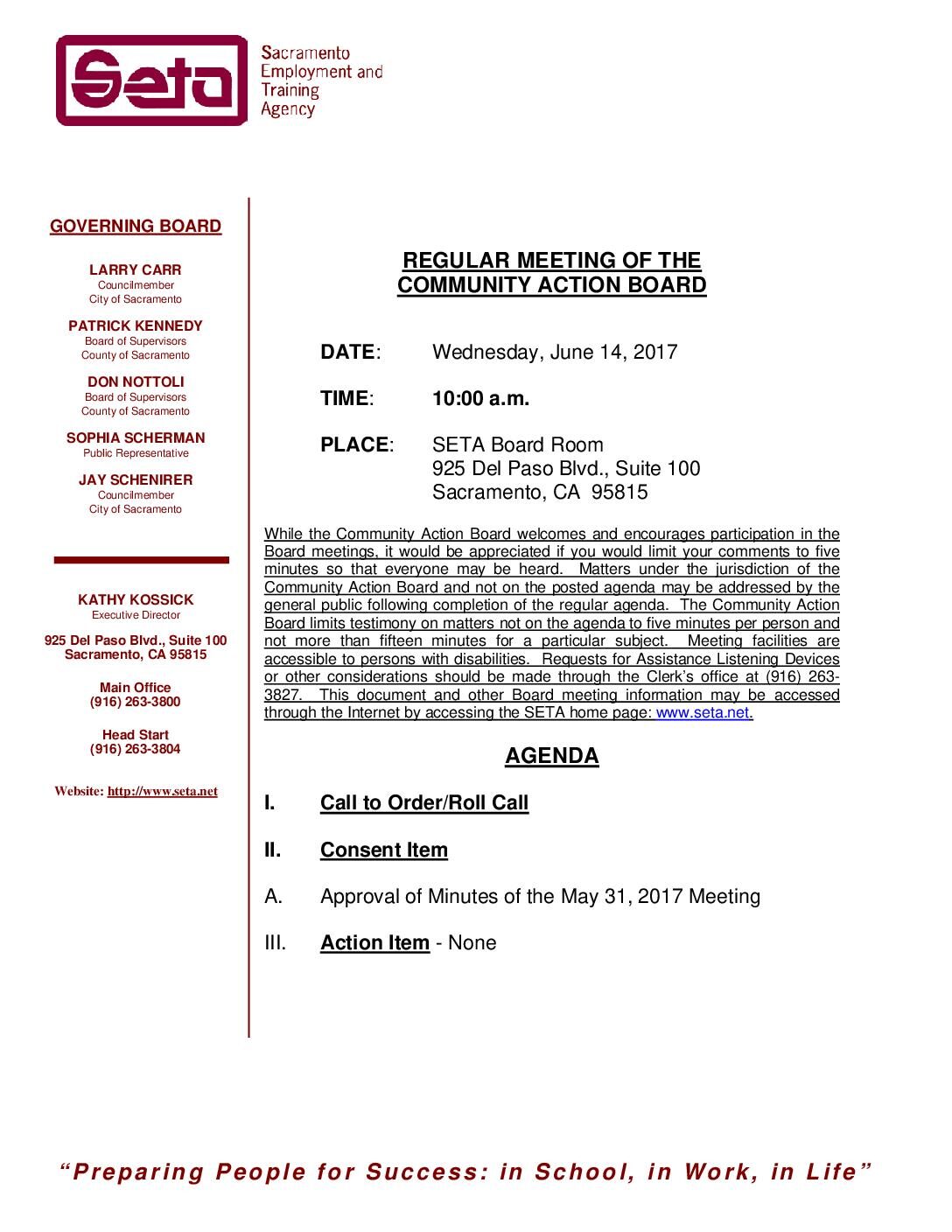 Community Action Board 6/14/17