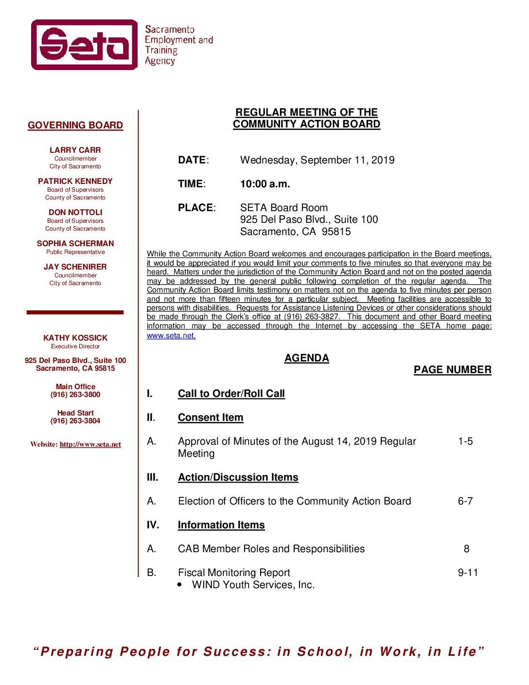 Community Action Board 9/11/19