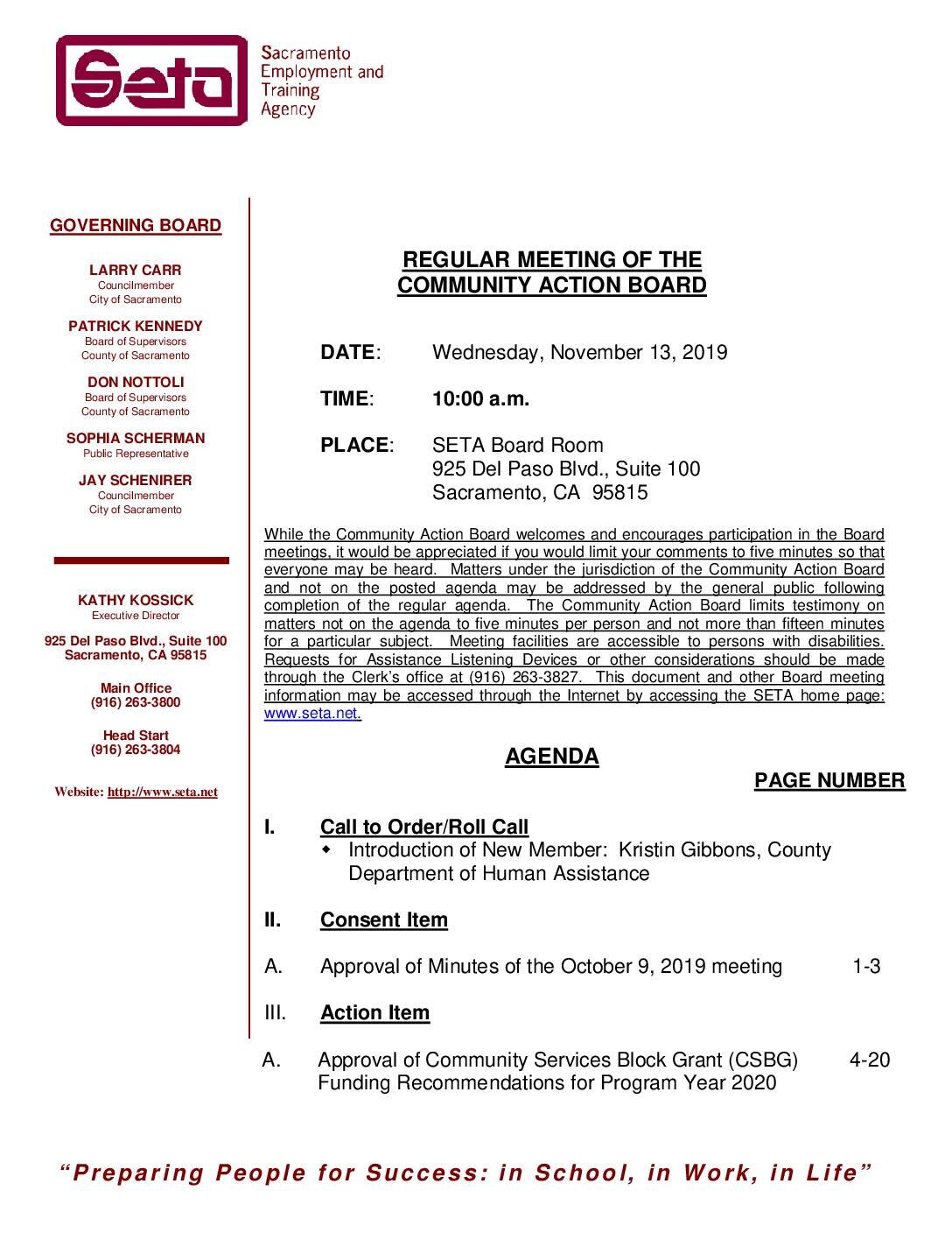 Community Action Board 11/13/19