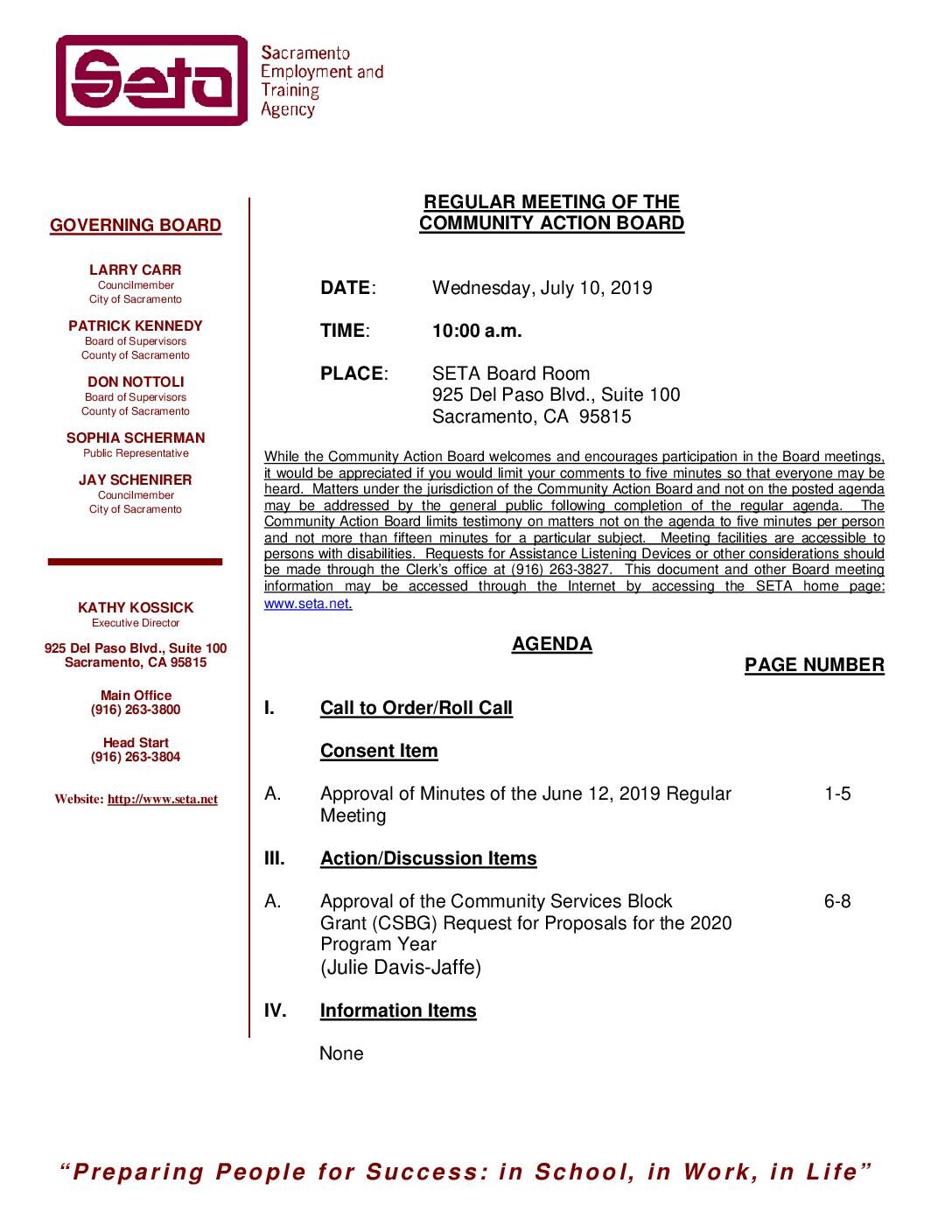 Community Action Board 7/10/19