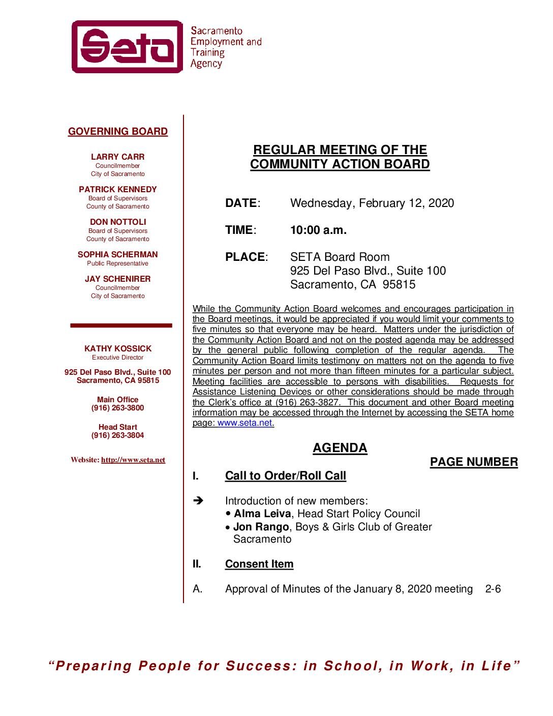 Community Action Board 2/12/2020