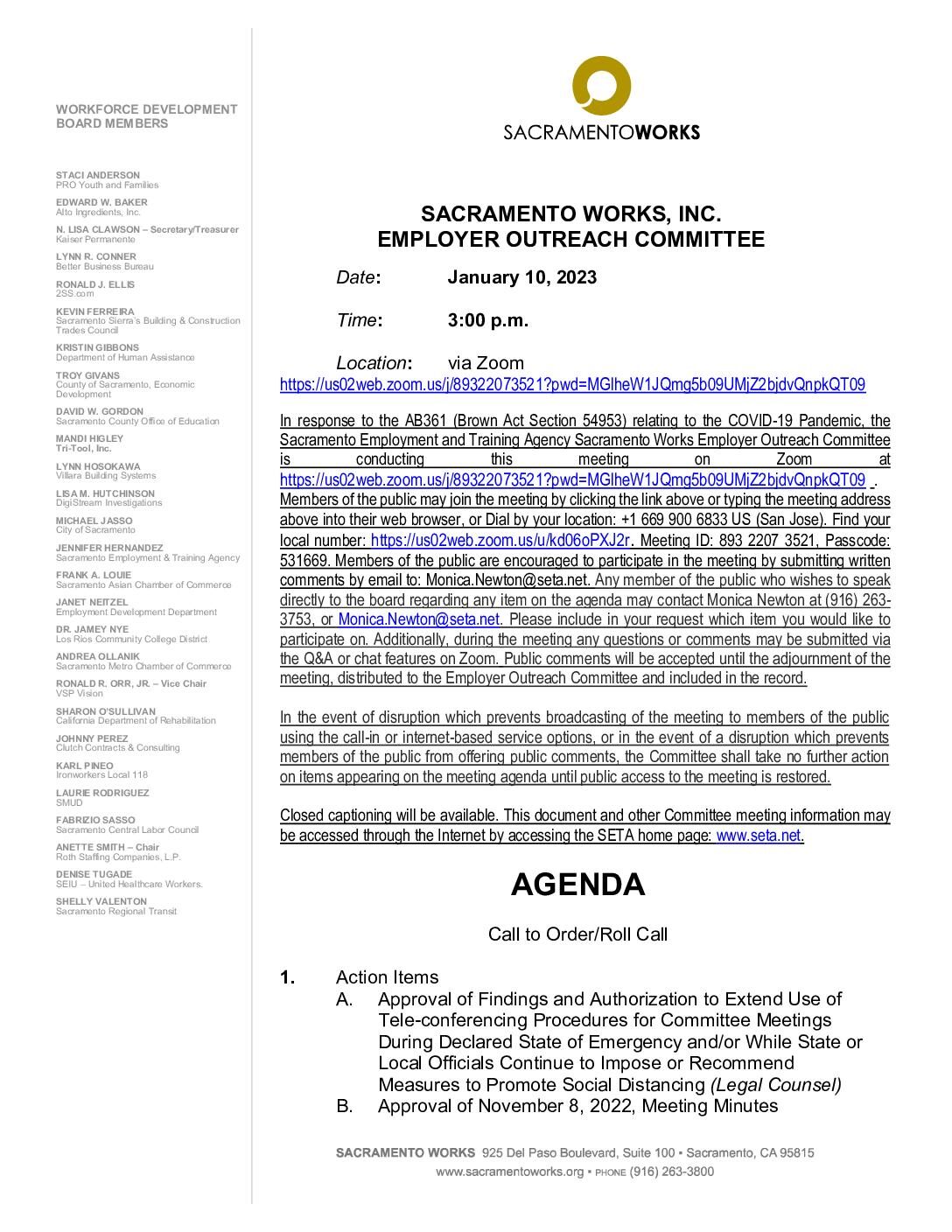 Sacramento Works Employer Outreach Committee 01/10/2023