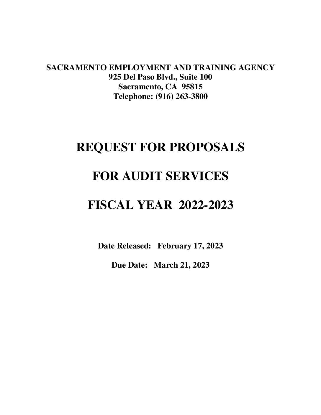 SETA Audit Services RFP