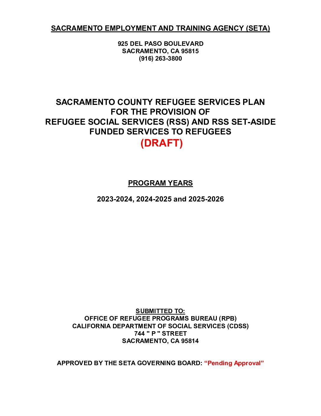 DRAFT / Three/Year Refugee Program Plan 2023/26