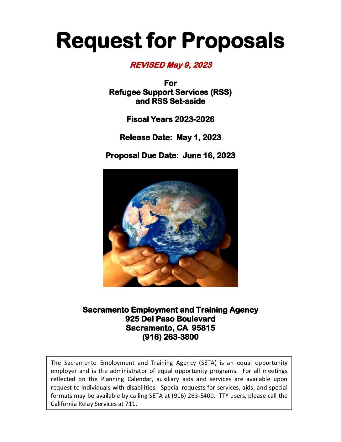 Updated 2023 Refugee Program Services RFP (Sections I thru IV) (5/9/23)