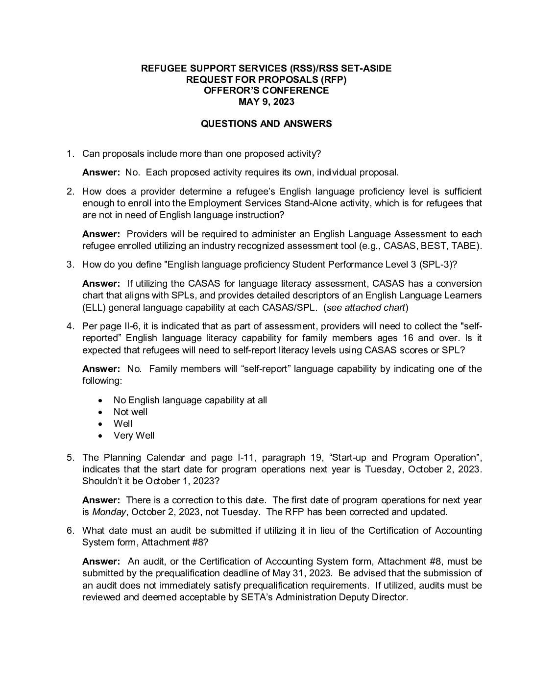 Q&As RSS and RSS Set/aside RFP 2023