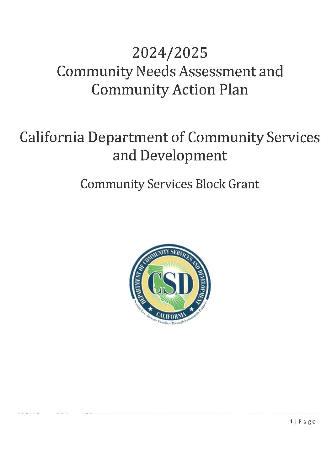 2024/2025 SETA CSBG Community Action Plan / Final