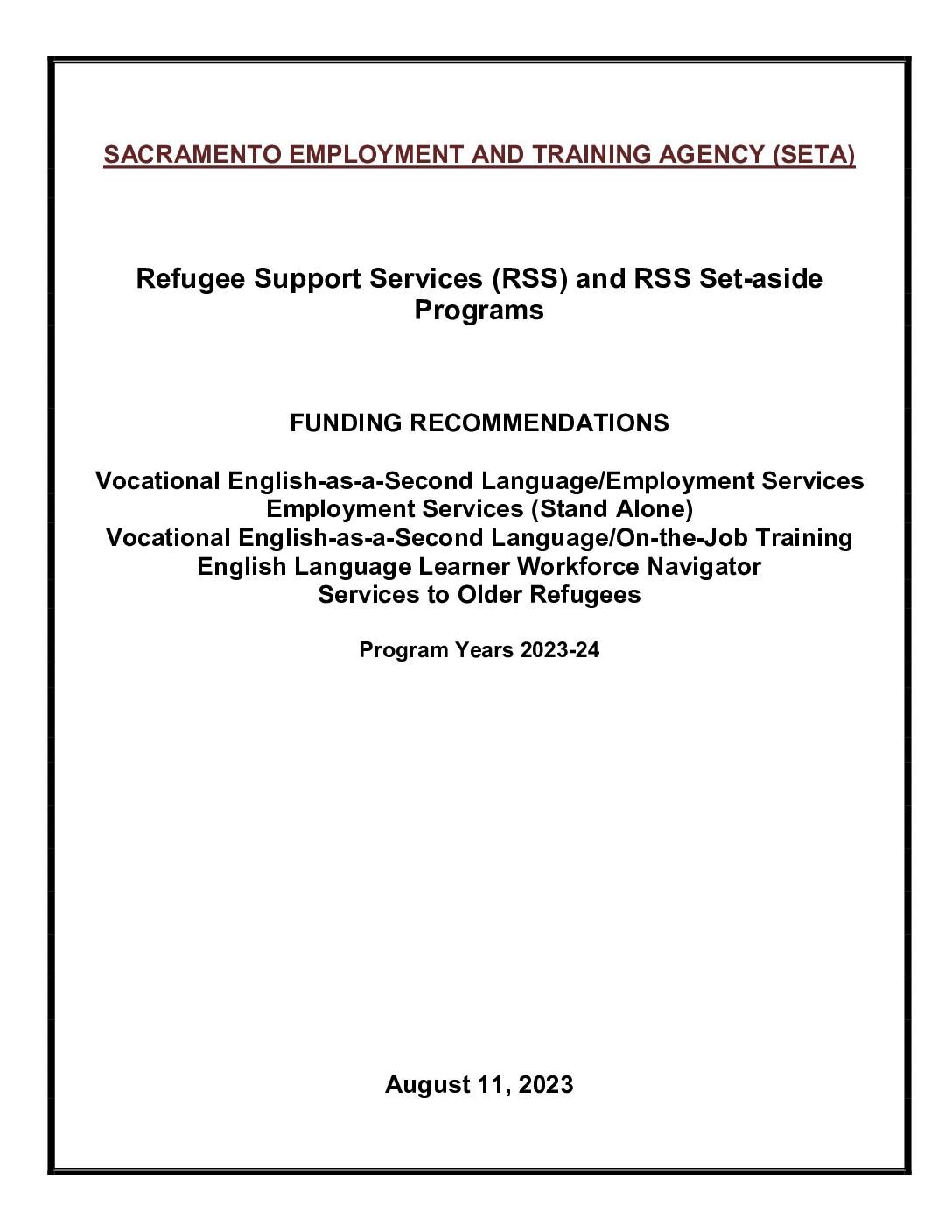 2023/24 RSS and RSS Set/aside Funding Recommendation Charts 8/11/23