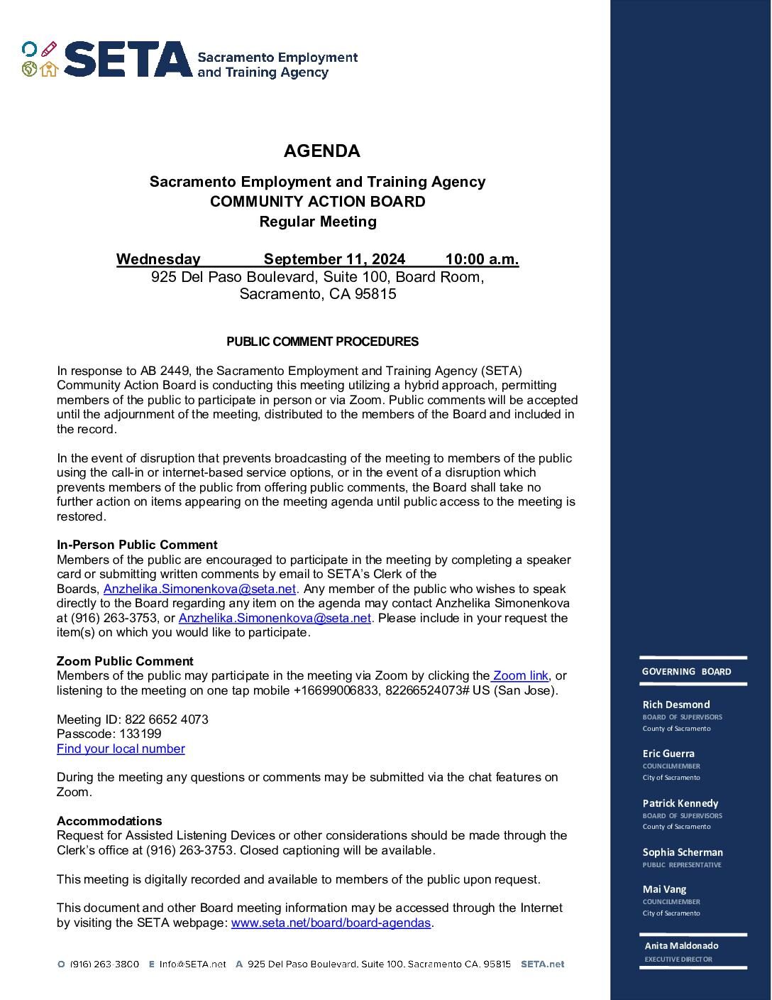 Community Action Board 09/11/2024