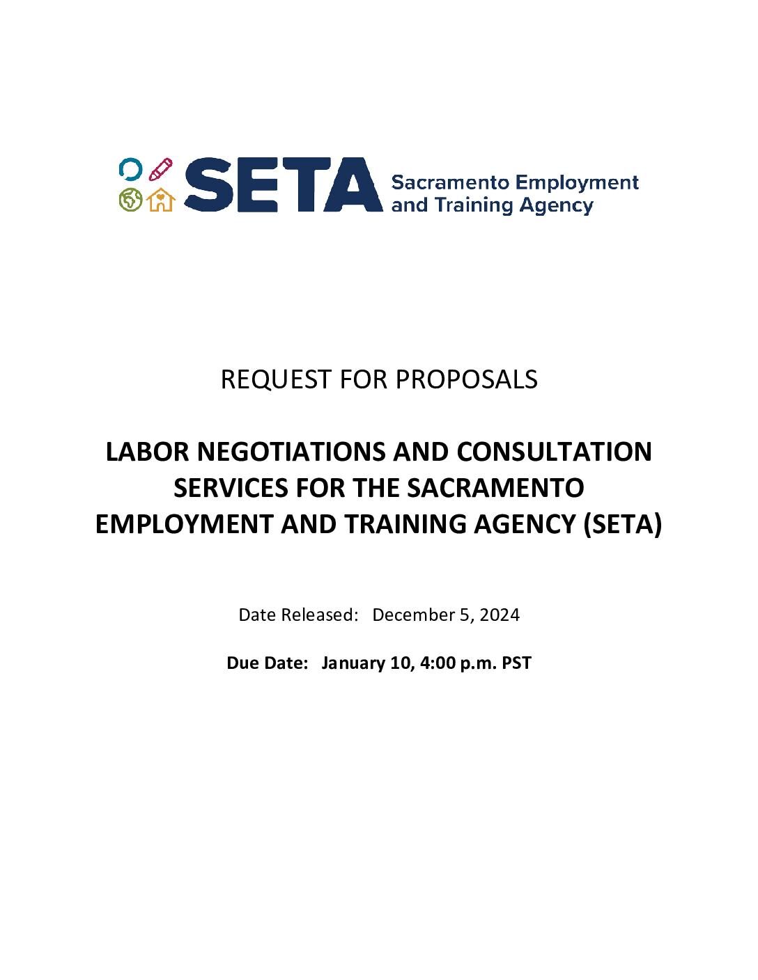 Public Notice: RFP for Labor Negotiations and Consultation Services
