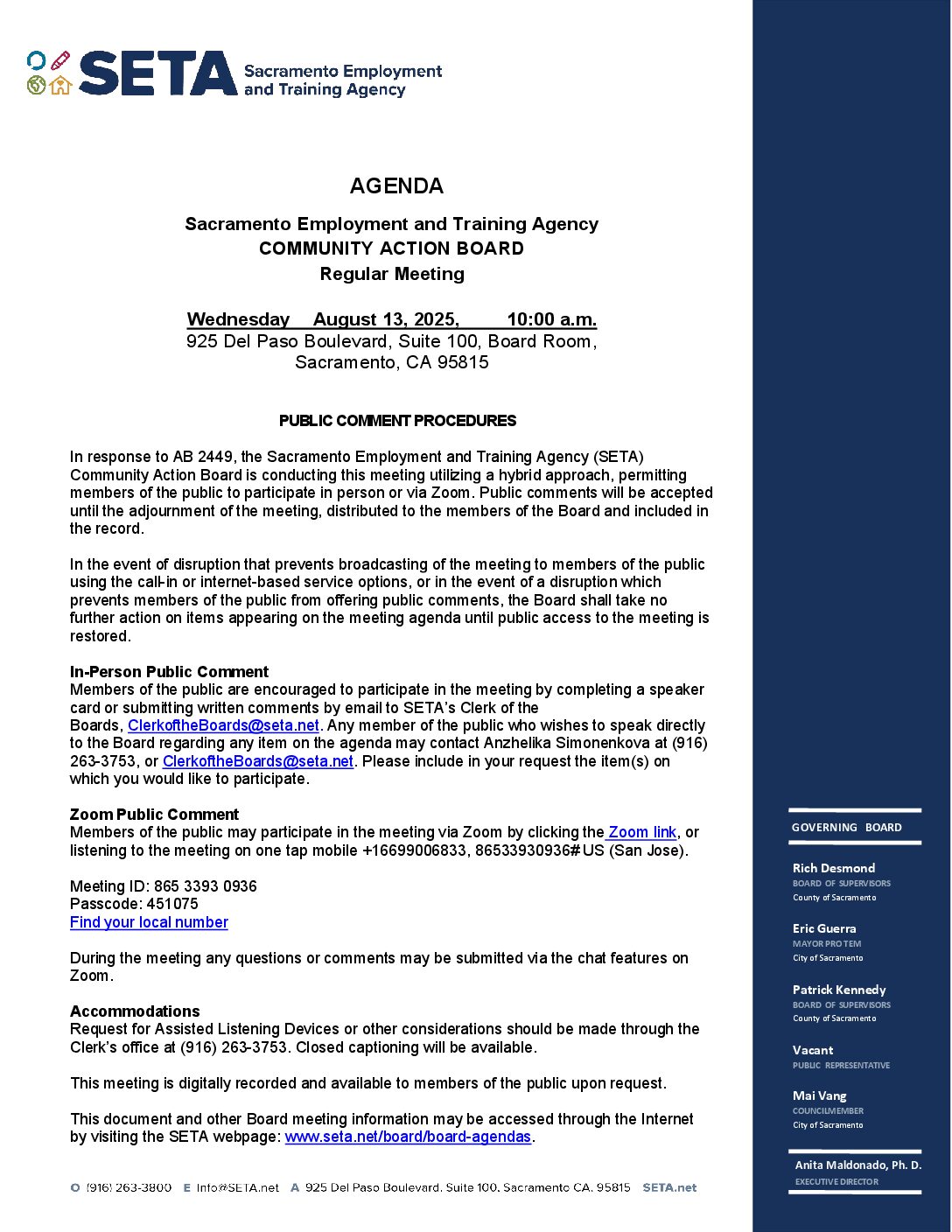 Community Action Board 08/13/2025