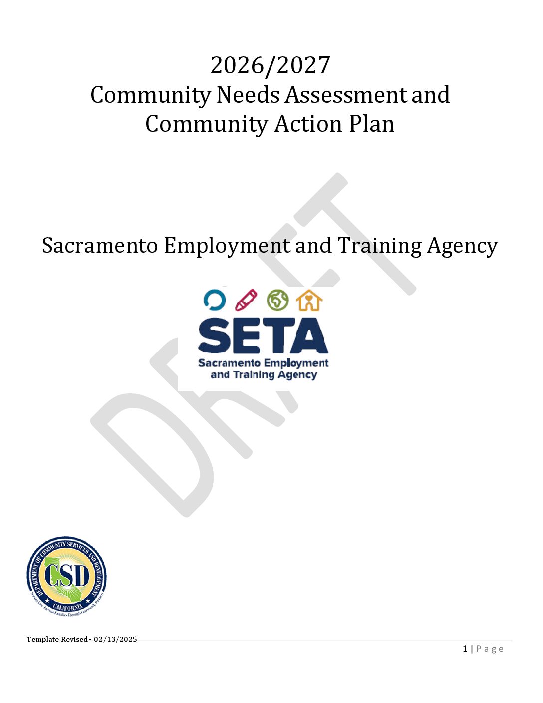 2026/2027 Community Needs Assessment and Community Action Plan – DRAFT