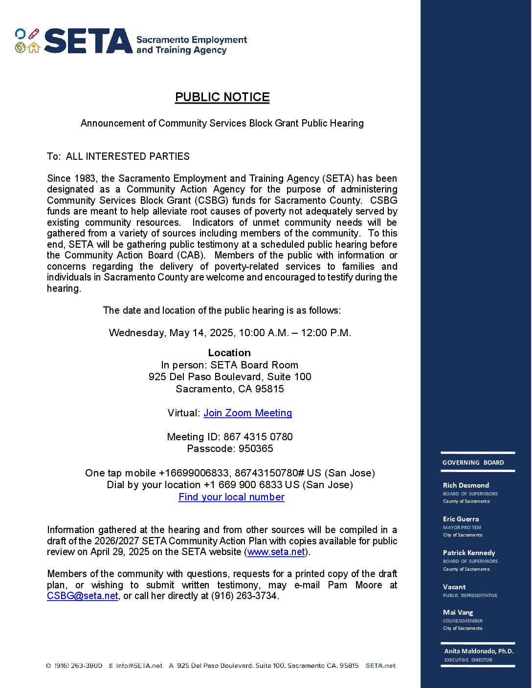 2026/2027 Public Hearing Notice – May 14, 2025