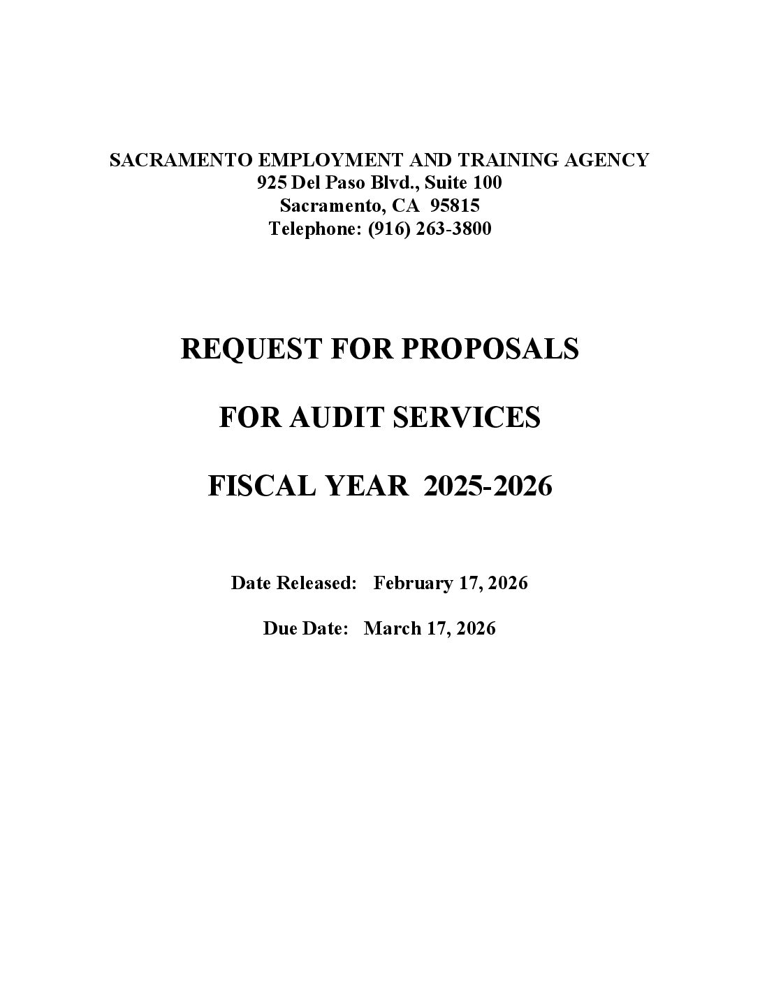 SETA 2026 Audit RFP