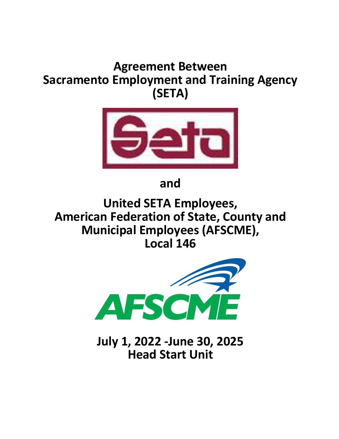 Head Start Unit Labor Agreement 2022/2025