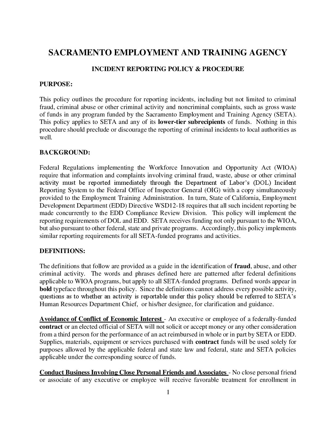 Incident Reporting Policy