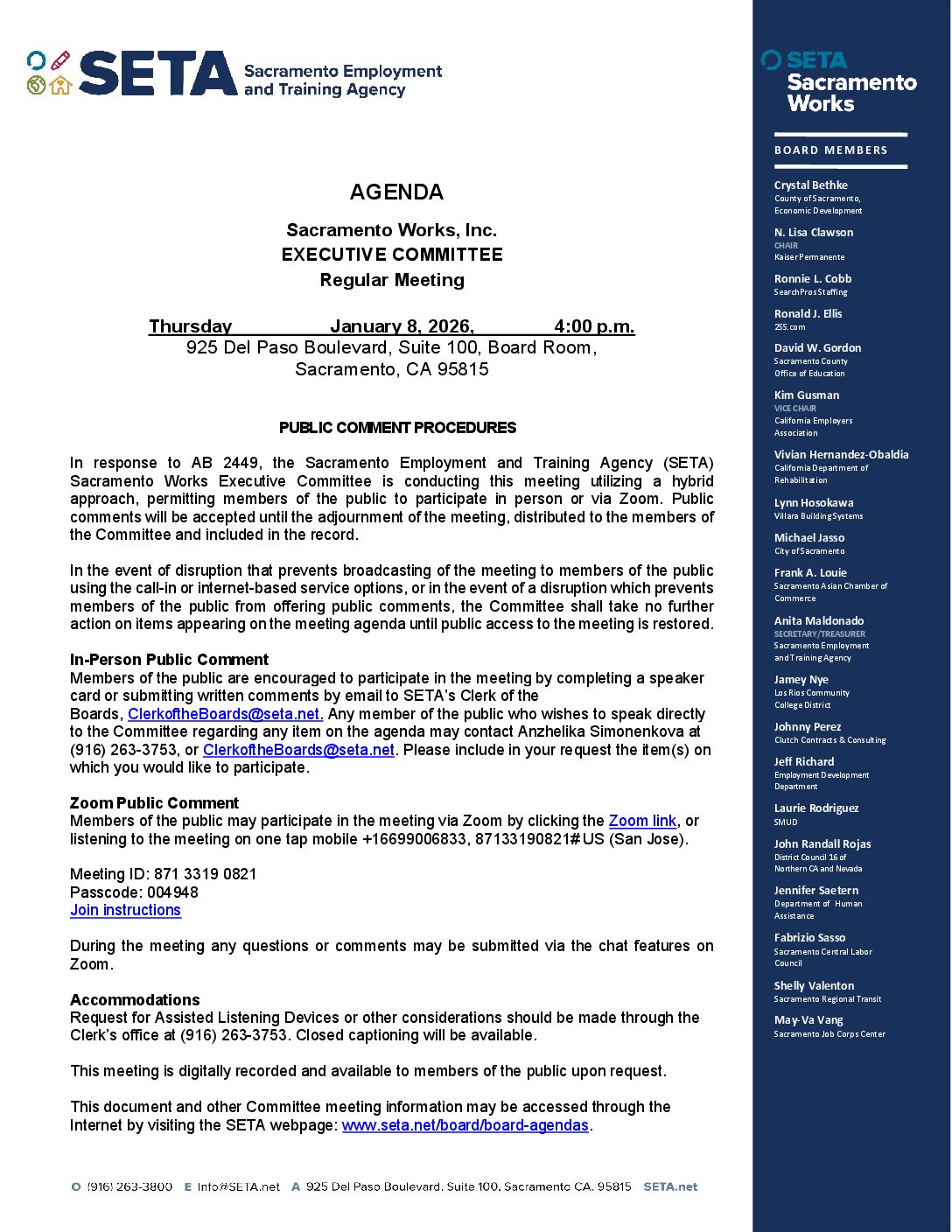 Sacramento Works Executive Committee 01/08/2026