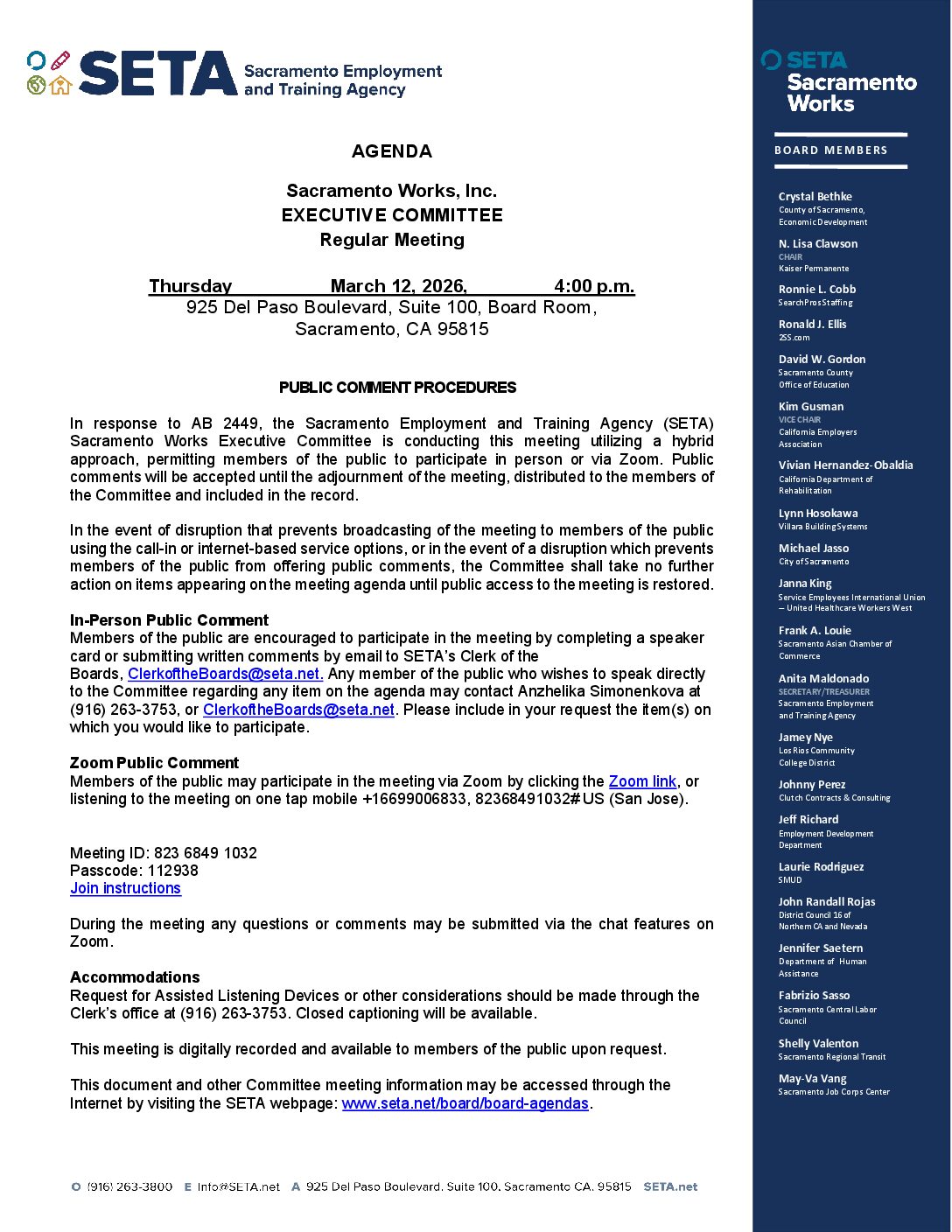 Sacramento Works Executive Committee 03/12/2026