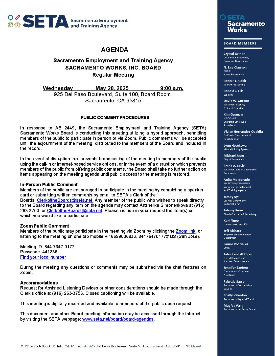 Sacramento Works Board 05/28/2025