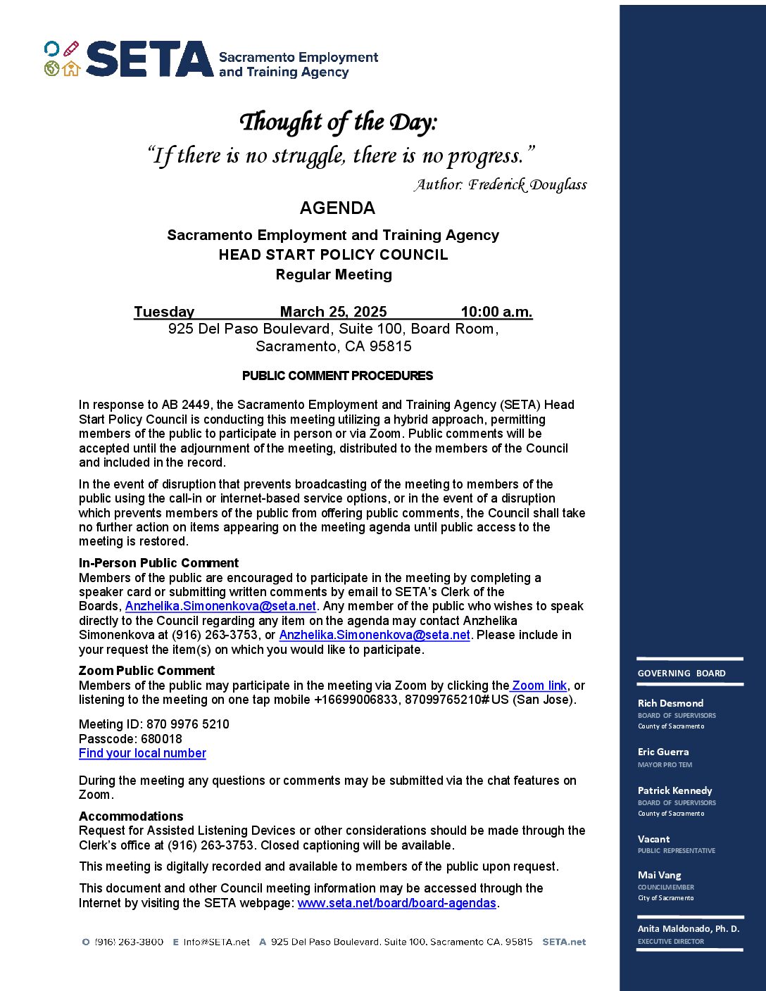 Head Start/Early Head Start Policy Council 3/25/2025